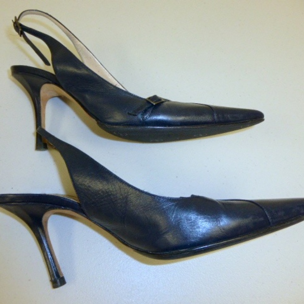 JIMMY CHOO BLACK LEATHER SLINGBACK high heels classic  35.5 vintage